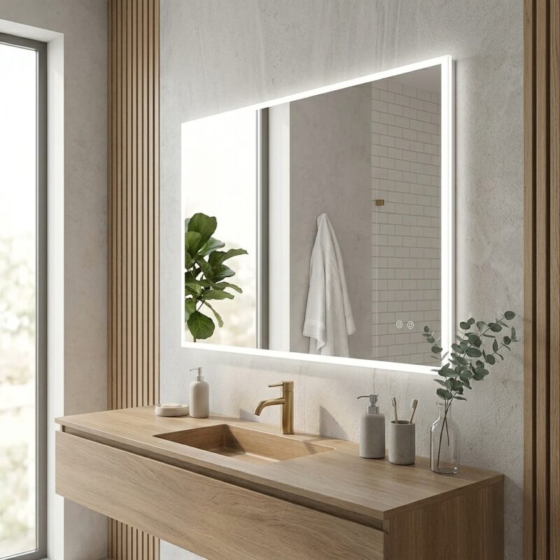 JUDI2 900×800 mm rectangular LED mirror with front light