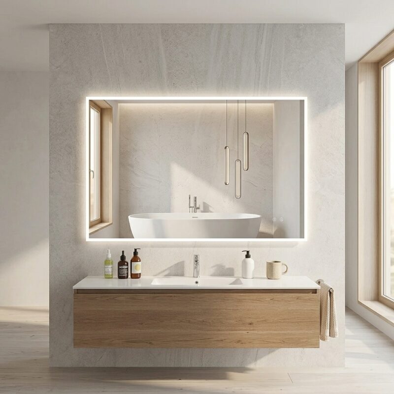 JUDI2 1400×800 mm rectangular LED mirror with front light