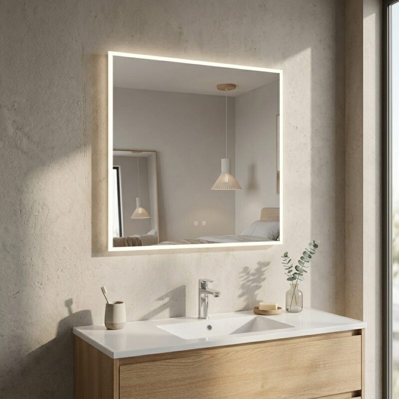 JUDI2 900×900 mm rectangular LED mirror with front light