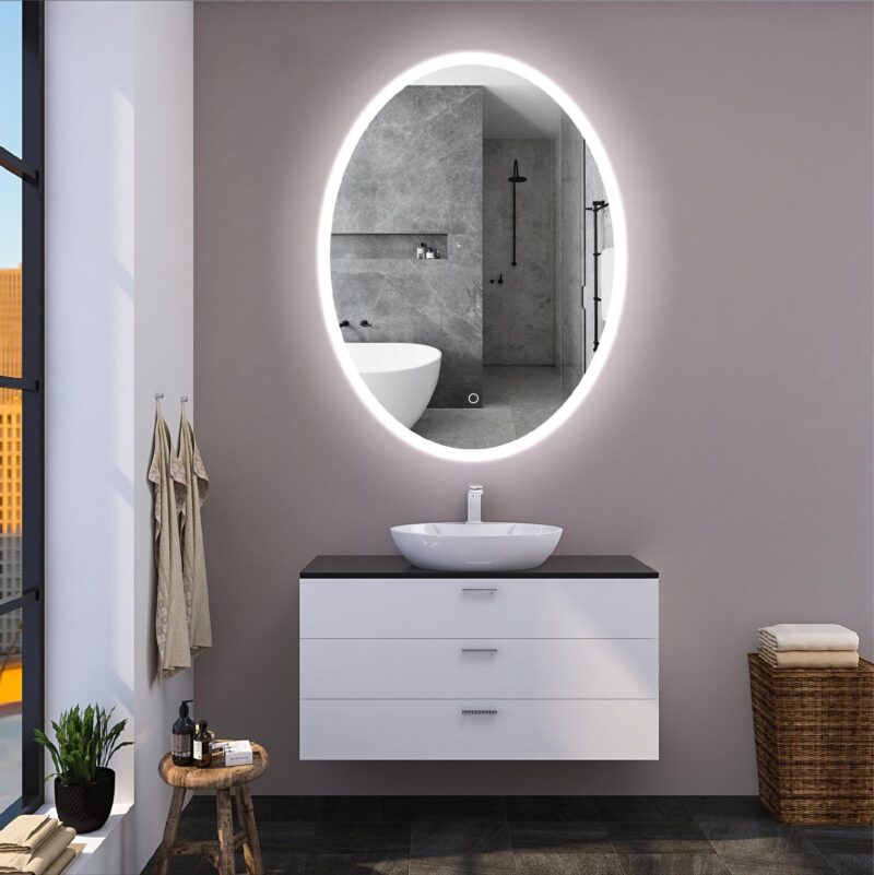 KEIRA 500×700 mm ovalus LED veidrodis su priekiniu apšvietimu