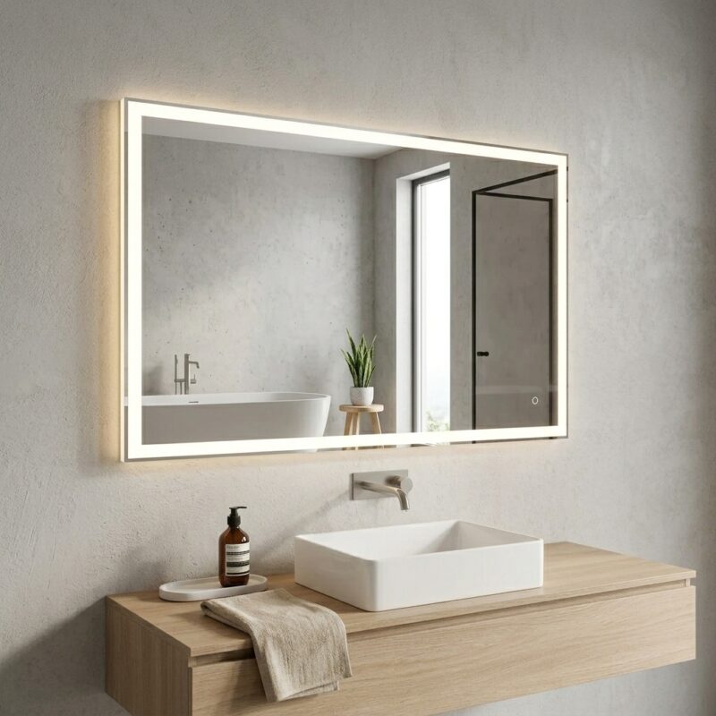 DIVA 1300×800 mm stačiakampis LED veidrodis su atitrauktu priekiniu apšvietimu