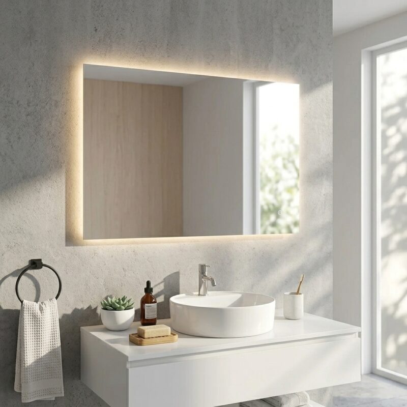 KAREN 1200×800 mm stačiakampis LED veidrodis su foniniu apšvietimu
