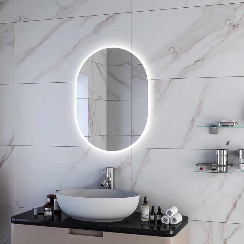 LYRA 600×800 mm ovalus LED veidrodis su priekiniu apšvietimu