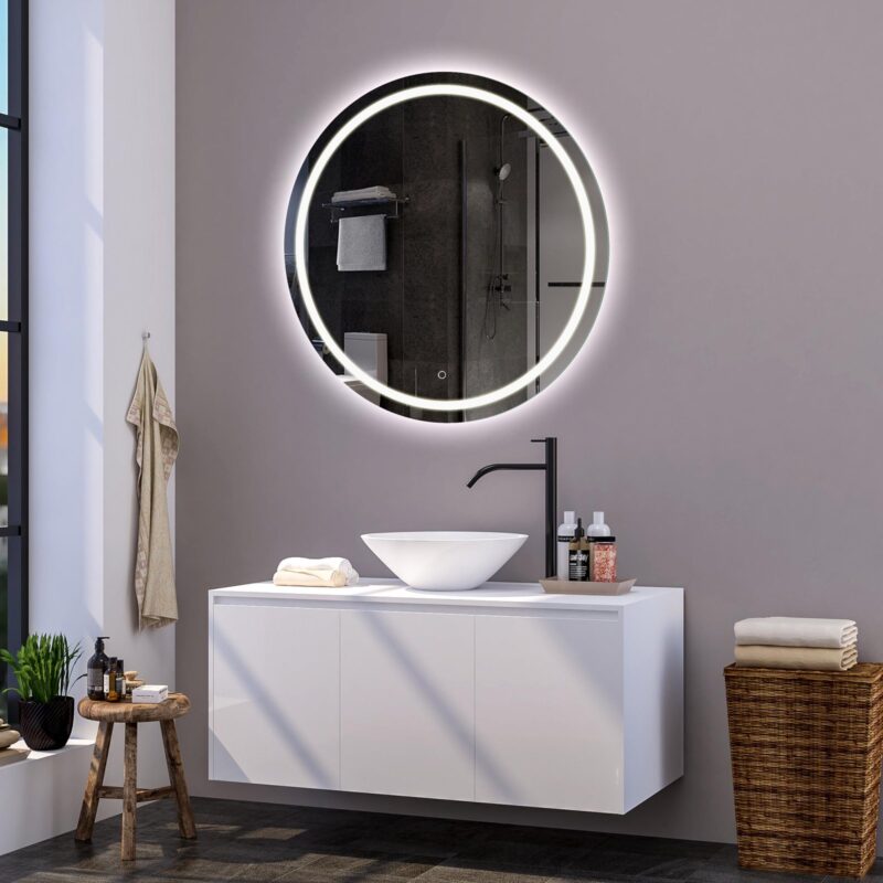 SARA 900 mm apvalus LED veidrodis su priekiniu ir galiniu apšvietimu (2 LED juostos)