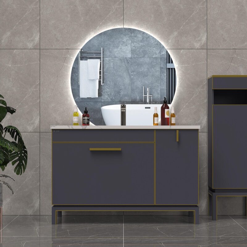 ROMEO 1000 mm pusapvalis LED veidrodis su galiniu foniniu apšvietimu