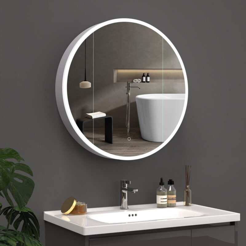 ARI 800 mm Apvalus LED veidrodis su spintele – apšvietimas iš priekio